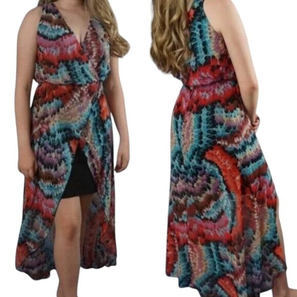 Joseph Ribkoff multicolored hi low dress - Picture 8 of 8